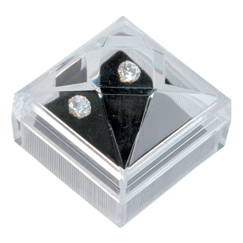 Crystal clear earring box, 1 7/8" x 1 7/8" x 1 7/8"H