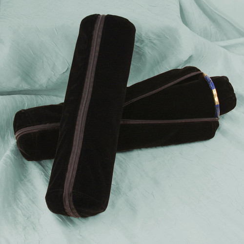 Jewelry roll with zipper pouch, 3" Dia. x 11 3/4"L, velvet black