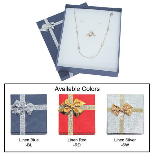 Linen bow tie combination box , 2" x 2 1/8" x 7/8" , Choose from various Color