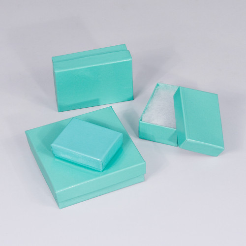 Teal Blue Cotton Filled Boxes (Choose from various sizes), price for 100pcs