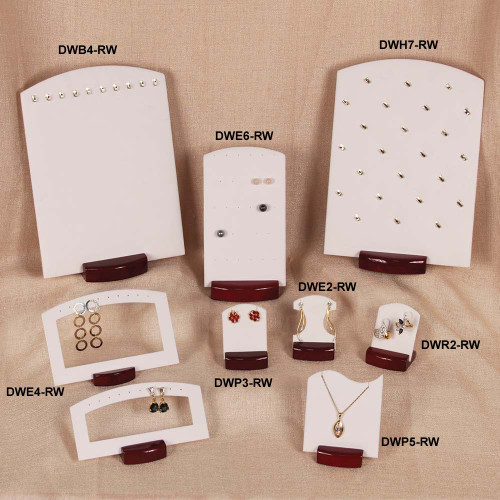 White Faux Leather With Rosewood Stand Display