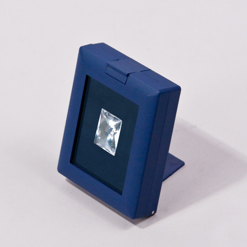 Blue Glass Top Gemstone Display Box with Easel , Reversible Insert, 2 7/8" x 2 1/4" x 5/8"H