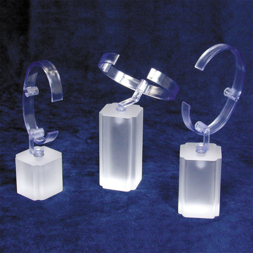 Frosted Acrylic Display 3-pieces Set, 1 3/8" x 1 3/8" x 5" , 5 3/4" x 6 1/4"H