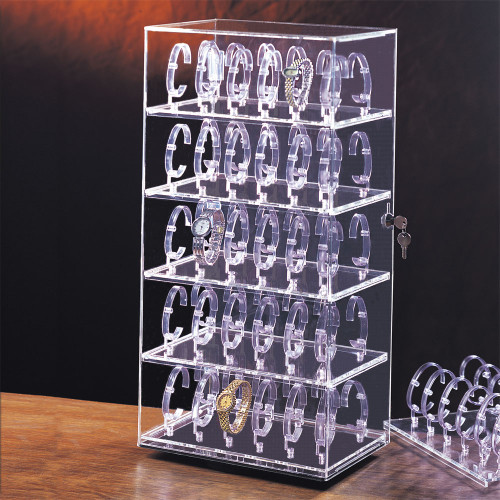 60-Watches Acrylic Display Case, 12" x 8 1/2" x 24 1/2"H