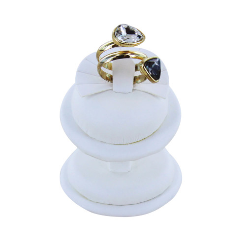 Ring Display, White Leather, 1 7/8" Dia. x 2 3/4"