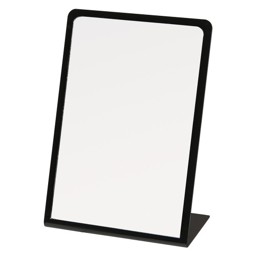 Black Acrylic Frame Glass Mirror, 7 7/8" x 11 1/2"H