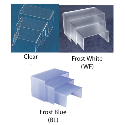 3Pcs-Acrylic Riser, 5.3" x 4" x 2.5"H, 6.3" x 4" x 3.5"H, 7.25" x 4" x 4.5", 1/8" Thick