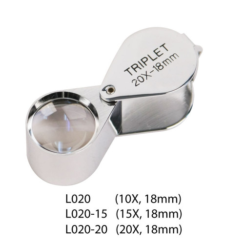Triplet Glass Lens Loupe, 18 mm, Silver
