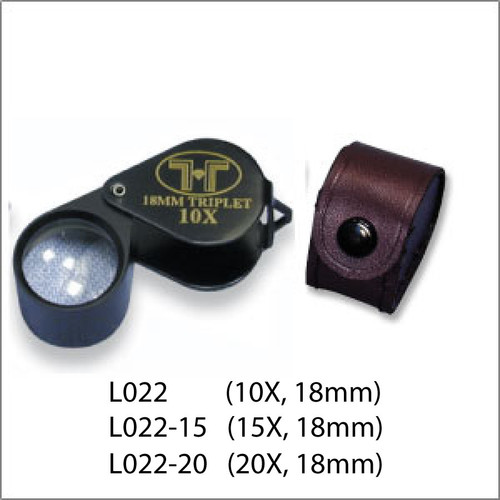 Triplet Glass Lens Loupe, 18 mm, Black
