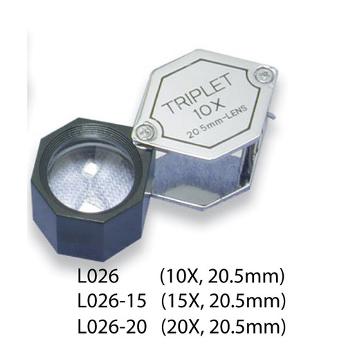 Triplet Glass Lens Loupe, 20.5 mm, Silver-Black