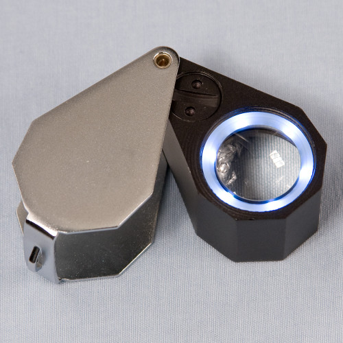 Triplet Glass Lens Loupe 6 LED Lighted , 21 mm, 10X, Silver-Black