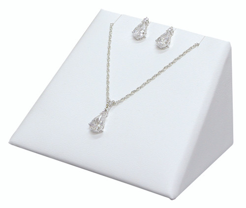 Combo Display -White Leather, 3.75x2.5x2.4"H,