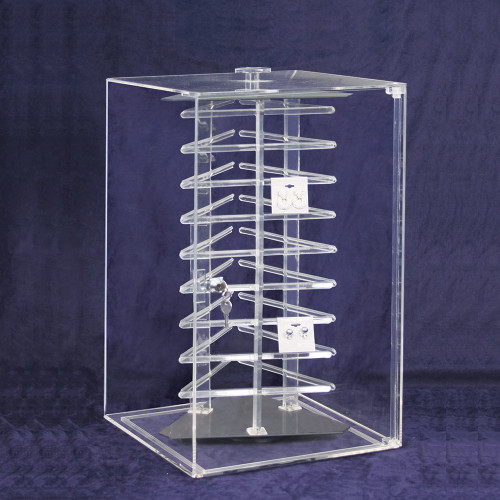 Acrylic Revolving Earring Display Case , Holds 108 pcs. 2" Cards, 12 1/2" x 12 1/2" x 21 1/2"H