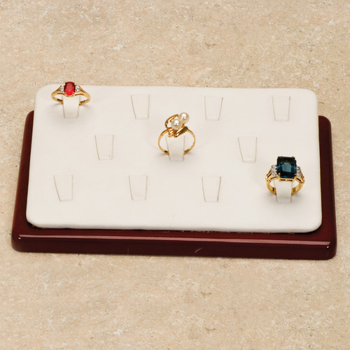 Ring Display with Wood Trim and 11 Clips 6 1/2” x 4 1/2” x 1 1/2”