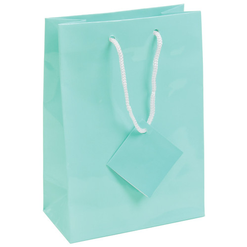 Glossy Teal Blue Tote Gift Bags,(Choose from various sizes)
