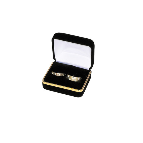 Velvet Double Ring Box with Gold Trim, 2 3/8” x 2” x 1 1/2”,(Choose from various Color)