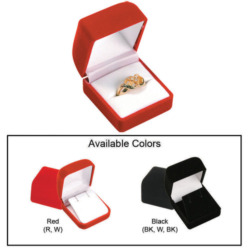 Ring Box,Flocked Velour Value, 1 3/4” x 1 7/8” x 1 1/2”, Choose from various Color