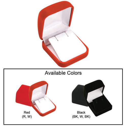 Soft Flocked Velour Earring Box, 2” x 2 1/4” x 1 3/8”, Choose from various Color