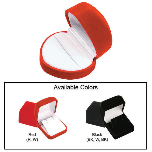 Soft Flocked Velour Heart Shaped Ring Box, 2 1/8” x 2 1/4” x 1 5/8”, Choose from various Color