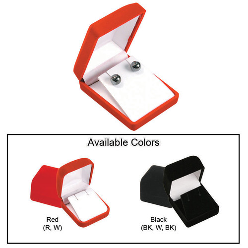 Soft Flocked Velour Pendant/Earring Box, 2 3/8” x 3” x 1 1/8”, Choose from various Color