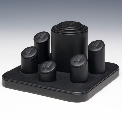6-Ring Black Faux Leather Display