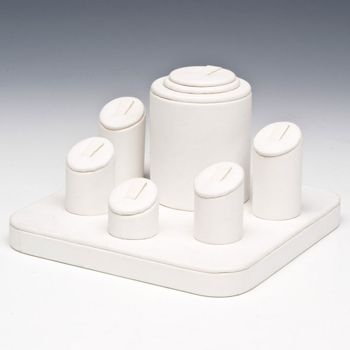 6-Ring White Faux Leather Display