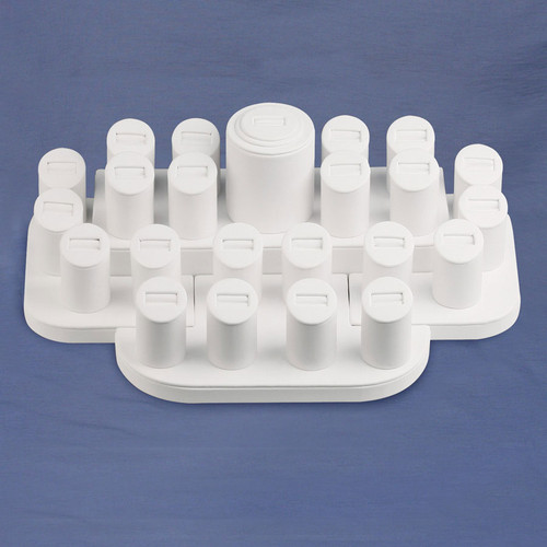 23-Ring Slot White Faux Leather Display