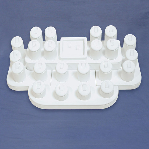 24-Ring Clip White Faux Leather Display Set