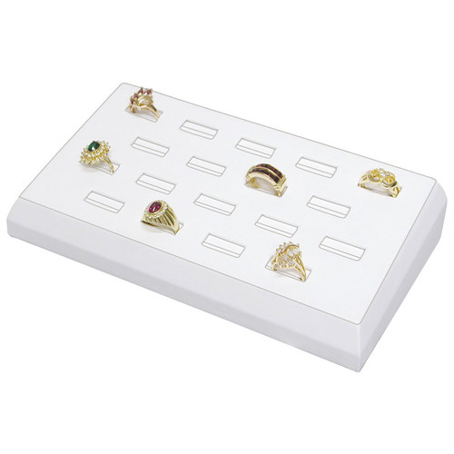White Leatherette 18-Slot Ring Display