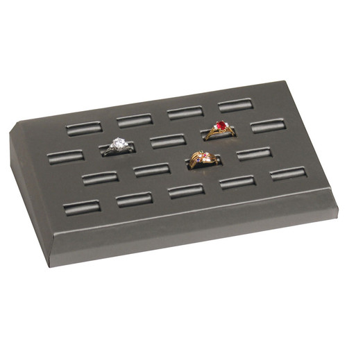 Steel Grey Leatherette 18-Slot Ring Display