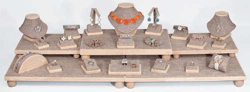 26-Piece Burlap with Wood Trim Display Set (SET35-N3)