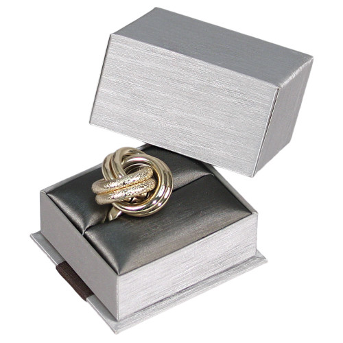 Steel Grey Ring Box with Ribbon
