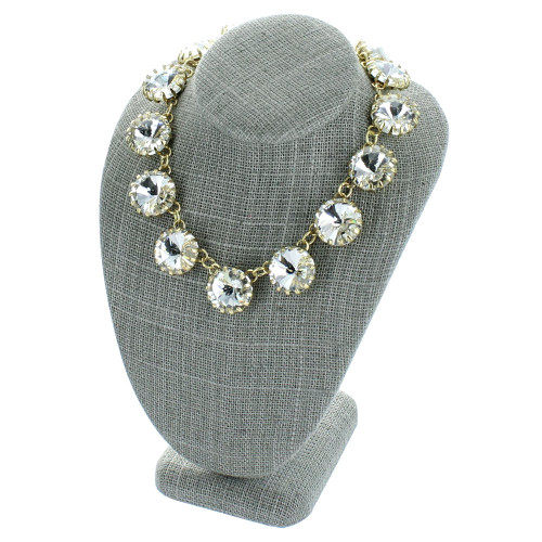 7 1/2" Grey Linen Necklace Bust Jewelry Display (ND-1893N-N21)
