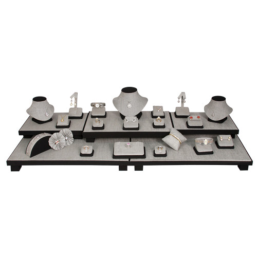 Display set (gray linen,black trim),26pcs, 40.25x16x9.75"H