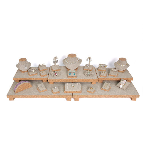 Display set (burlap, cork trim),26pcs, 40.25x16x9.75"H