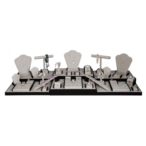 Display set (gray linen,black trim),35pcs, 44.25x16.5x10.75"H