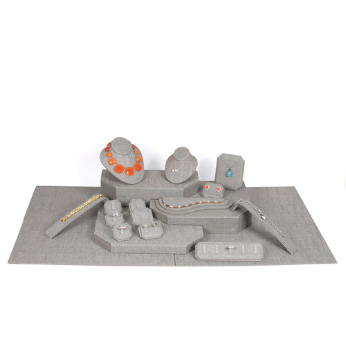 22-Pieces Display set with carry bag, Grey Linen, 30" x19" x 8"H