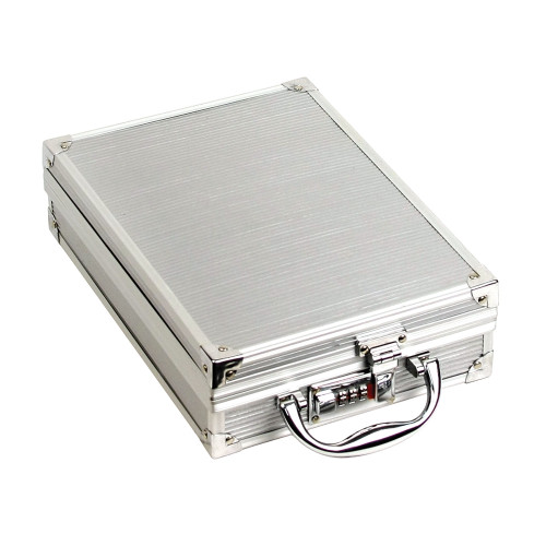 Small Aluminum attache case, 8 1/2" x 12" x 3 1/8"H