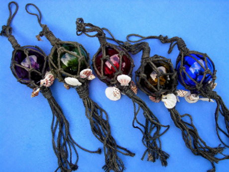 3" Glass Netted Fishing Balls 5Colors