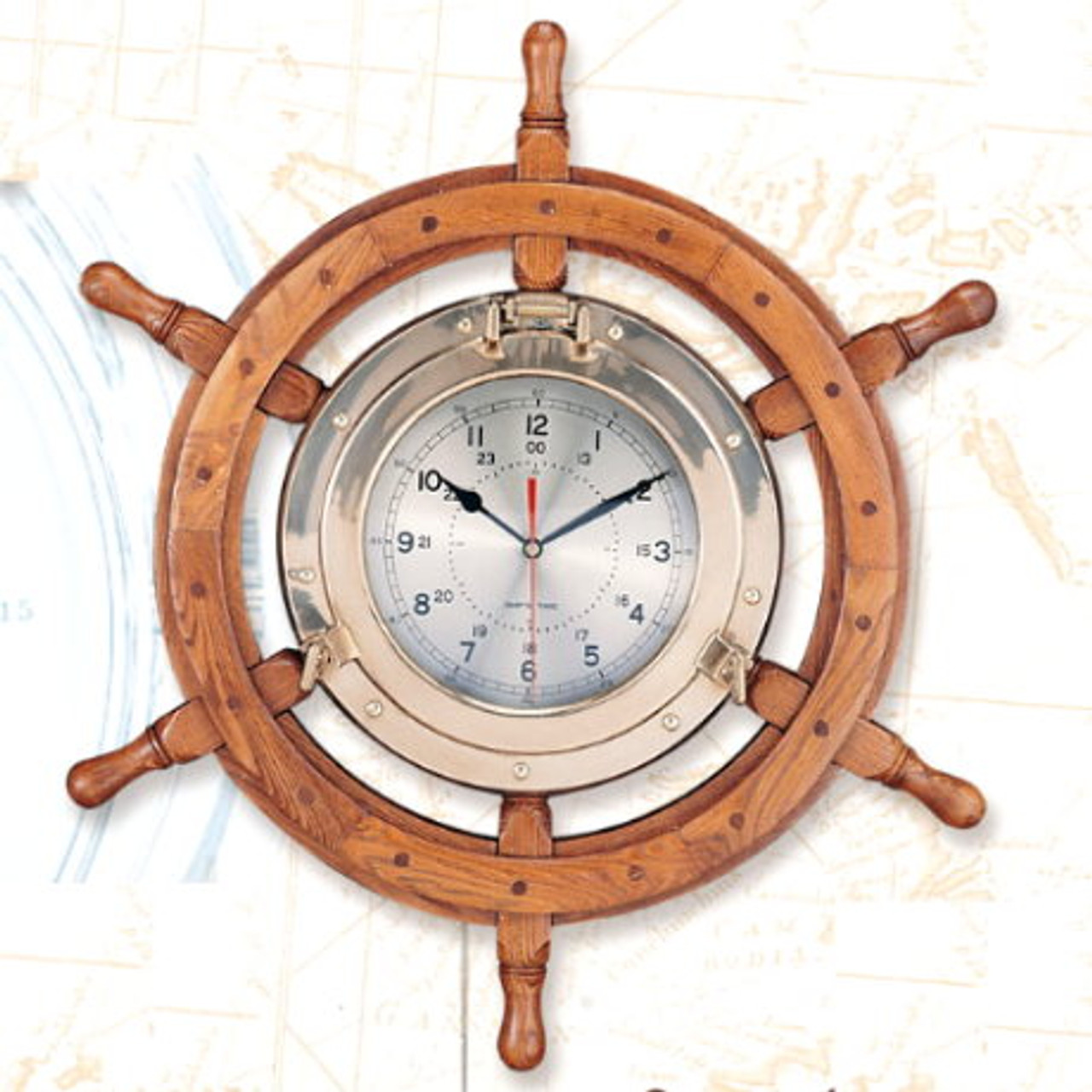 Port Hole Ship Steering Wheel Clock