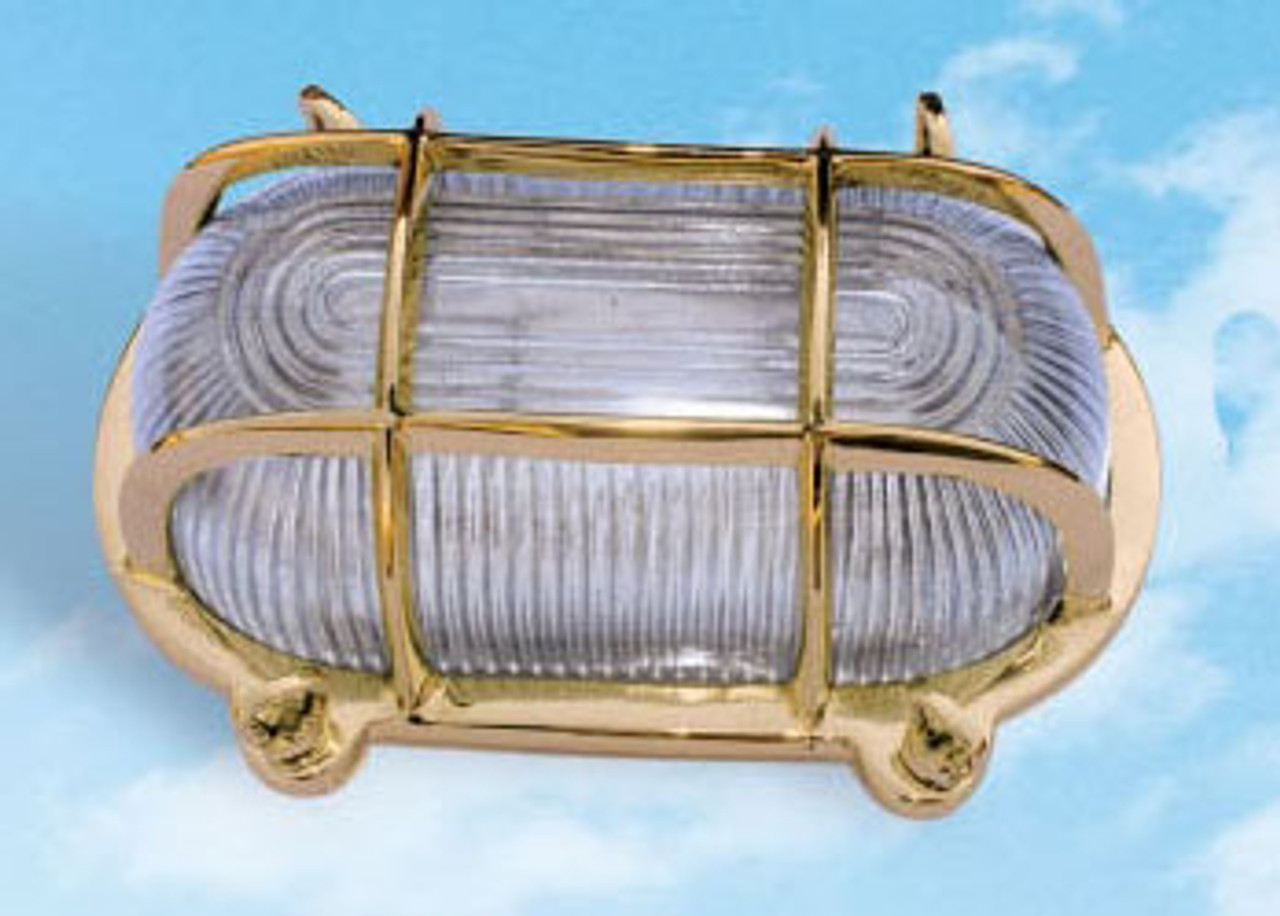 Brass Oval Cage Light Bulkhead Lamp