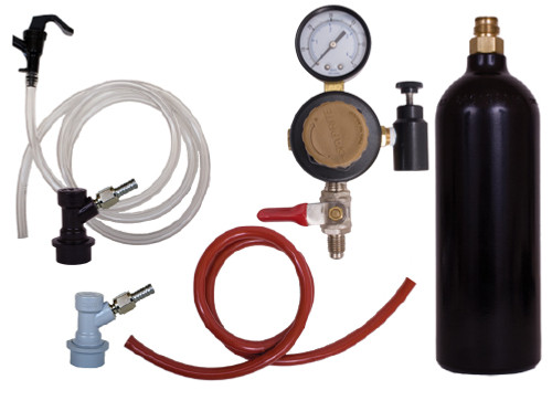 Basic Ball Lock Keg Kit w/ a 20oz Pin Valve CO2 Cylinder Basic Ball Lock Keg Kit w/ a 20oz Pin Valve CO2 Cylinder