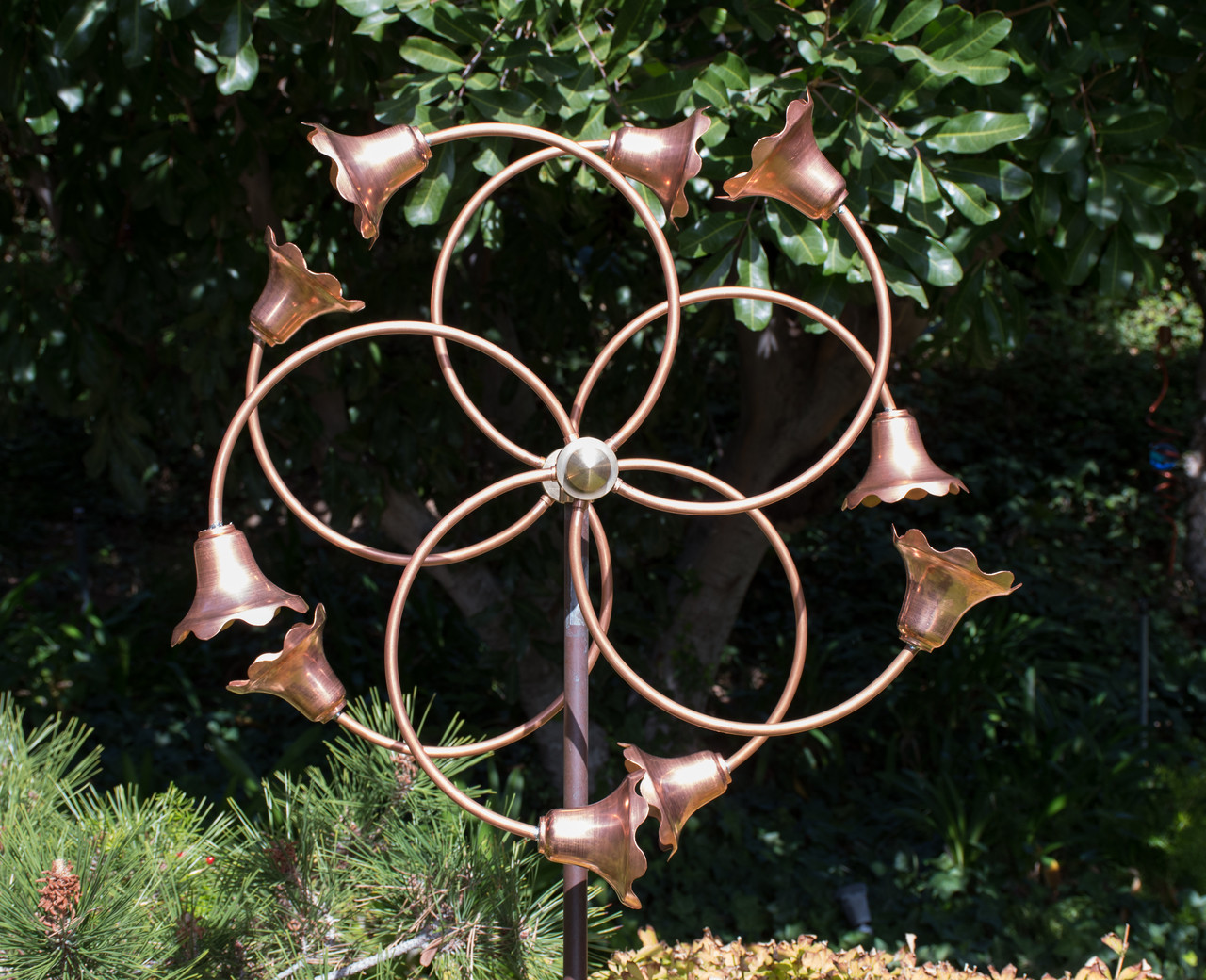 Stanwood Wind Sculpture Copper Dual Spinner Tumbling Flowers