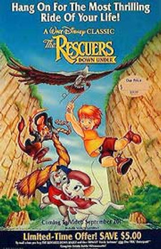 THE RESCUERS DOWN UNDER (Single Sided Video) ORIGINAL VIDEO/DVD AD POSTER THE RESCUERS DOWN UNDER (Single Sided Video) ORIGINAL VIDEO/DVD AD POSTER