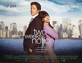TWO WEEKS NOTICE ORIGINAL CINEMA POSTER TWO WEEKS NOTICE ORIGINAL CINEMA POSTER