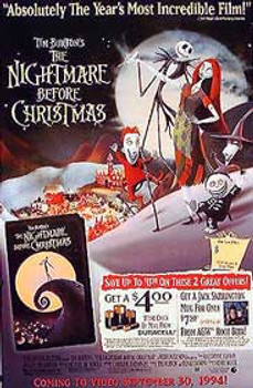 THE NIGHTMARE BEFORE CHRISTMAS (Single Sided Video) ORIGINAL VIDEO/DVD AD POSTER THE NIGHTMARE BEFORE CHRISTMAS (Single Sided Video) ORIGINAL VIDEO/DVD AD POSTER