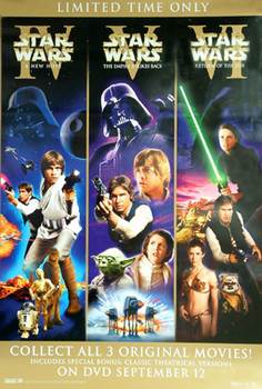 STAR WARS (Single Sided Video) ORIGINAL VIDEO/DVD AD POSTER STAR WARS (Single Sided Video) ORIGINAL VIDEO/DVD AD POSTER