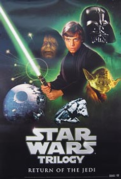 STAR WARS TRILOGY (Return of the Jedi Video) (UV COATED/HIGH GLOSS) ORIGINAL VIDEO/DVD AD POSTER STAR WARS TRILOGY (Return of the Jedi Video) (UV COATED/HIGH GLOSS) ORIGINAL VIDEO/DVD AD POSTER