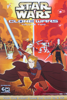 STAR WARS: CLONE WARS (Double Sided Video/DVD Vol 2) ORIGINAL VIDEO/DVD AD POSTER STAR WARS: CLONE WARS (Double Sided Video/DVD Vol 2) ORIGINAL VIDEO/DVD AD POSTER