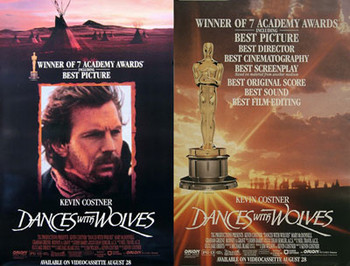 DANCES WITH WOLVES (Double Sided Video Academy Awards) ORIGINAL VIDEO/DVD AD POSTER DANCES WITH WOLVES (Double Sided Video Academy Awards) ORIGINAL VIDEO/DVD AD POSTER